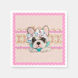 Roze Franse Bulldog servetten