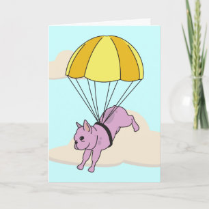 Roze Franse Bulldog Umbrella Fun Hartelijk dank Bedankkaart