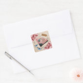 roze Franse fan Vierkante Sticker (Envelop)