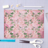 Roze  Franse Floral Tissuepapier (Craft)
