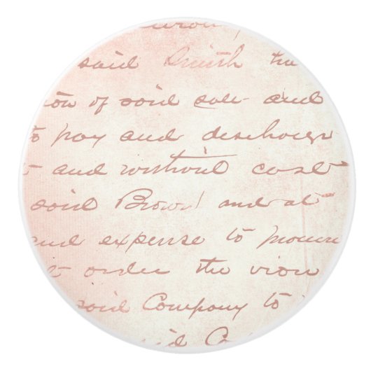 Roze Franse handschrift keramische vormroedel Keramische Knop (Voorkant)