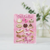 roze Franse het gebakje cupcake koekjes van Parijs Briefkaart (Staand voorkant)