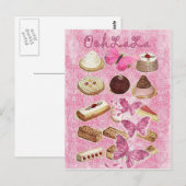 roze Franse het gebakje cupcake koekjes van Parijs Briefkaart (Voorkant / Achterkant)