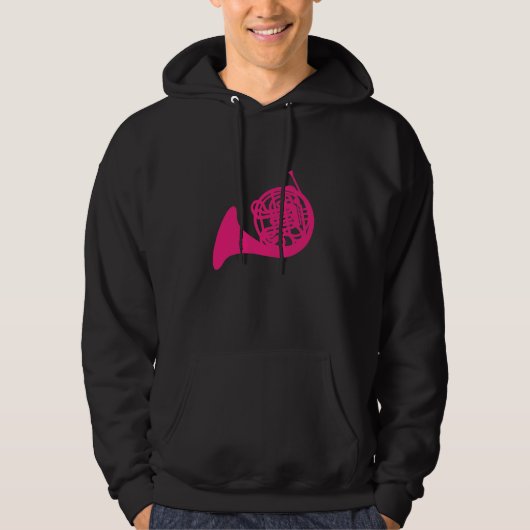 Roze Franse Horn Instrument Grafisch Hoodie (Voorkant)