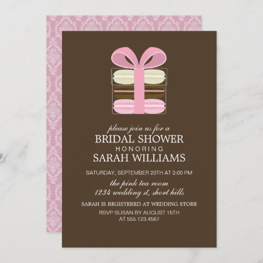  roze Franse Macarons Kaart (Voorkant / Achterkant)