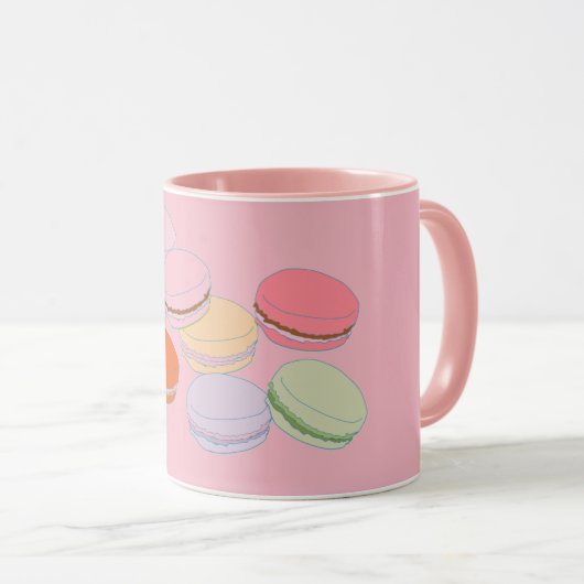 Roze Franse Mok Macaron Coffeee (Voorkant rechts)