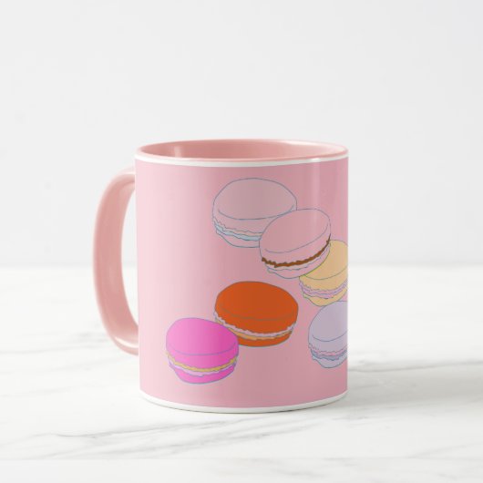 Roze Franse Mok Macaron Coffeee (Voorkant links)