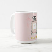 Roze Franse parfumeraat Fles Chic Monogram Persona Koffiemok (Voorkant links)