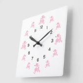 Roze Franse poodjes Vierkante Klok (Hoek)