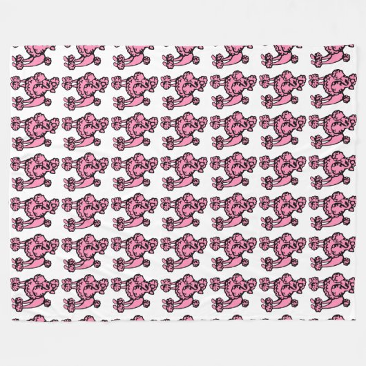 Roze, Franse poodle retro Blanket Gift Fleece Deken (Voorkant (Horizontaal))