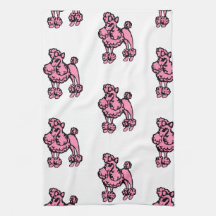 Roze Franse Poodles Keukenhanddoek