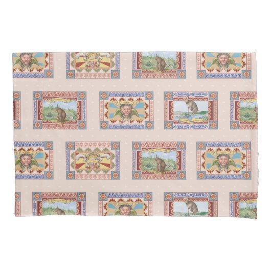 Roze Franse Quirky Animal Print Polaroï d | Blush Kussensloop (Voorkant)