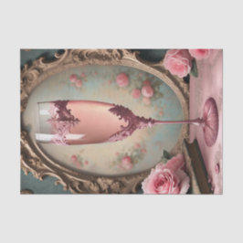 Roze Franse Rococo Champagne Glas Decoupage Papier