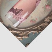 Roze Franse Rococo Champagne Glas Decoupage Papier (Detail)