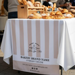 Roze Franse Strepen Bakkerij Logo Tafelkleedje Wandkleed