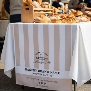 Roze Franse Strepen Bakkerij Logo Tafelkleedje Wandkleed