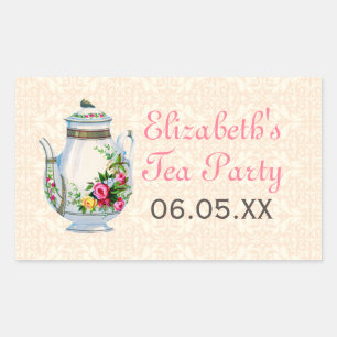 Roze  Franse Tea Party Favor Stickers