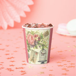 Roze Franse Thema Vintage Parijs  Papieren Bekers