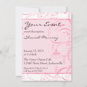 Roze Franse toile Custom Invites Kaart (Voorkant)