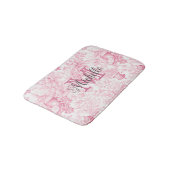 Roze Franse Toile de Jouy Monogram Initiaal Naam Badmat (Gekanteld)