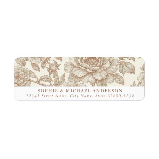 Roze Franse Toile Floral Retour Adres Labels (Voorkant)