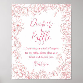 ROZE FRANSE TOILE Luier Raffle Baby shower Sign Poster