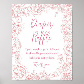 ROZE FRANSE TOILE Luierloterij Baby Shower Bord Poster