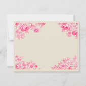  Roze Franse Toile Wedding RSVP Kaartje (Achterkant)