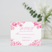  Roze Franse Toile Wedding RSVP Kaartje (Staand voorkant)