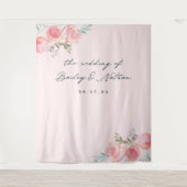 Roze Franse tuin bruiloft fotografie achtergrond Wandkleed (Voorkant)