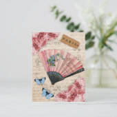  roze Franse ventilator Briefkaart (Staand voorkant)