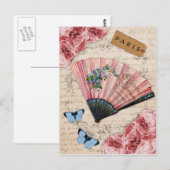  roze Franse ventilator Briefkaart (Voorkant / Achterkant)