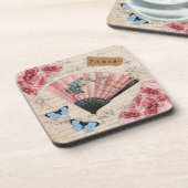 roze Franse ventilator Onderzetter (Linkerzijde)