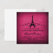 Roze Franse Vlaamse zoete 16 Invite Kaart (Voorkant / Achterkant)