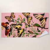 Roze Franse vlinders Strandlaken (Voorkant)