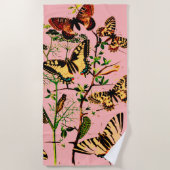 Roze Franse vlinders Strandlaken (Voorkant)