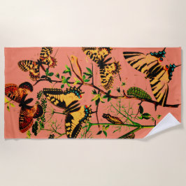 Roze Franse vlinders Strandlaken