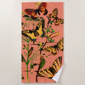 Roze Franse vlinders Strandlaken (Voorkant)