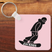 Roze Freeride Snowboarder Snowboarden Stencil Sleutelhanger (Voorkant)