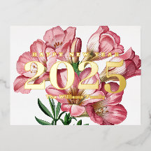 Roze Freesia Bloem Gelukkig Nieuwjaar 2027 Goud