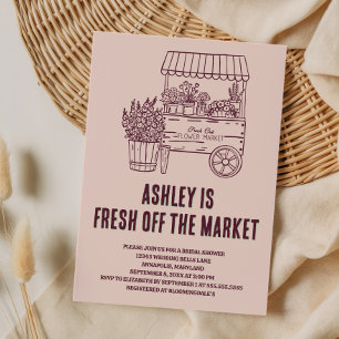 Roze 'Fresh Off the Market' Bruiloftsborrel Kaart