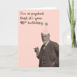 Roze Freud Funny 90th Birthday Kaart