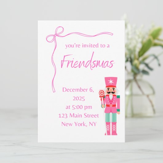 Roze Friendsmas Kaart (Staand voorkant)