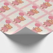 Roze Fringe Jurk Beer met Roze Ballon Cadeaupapier (Hoek)