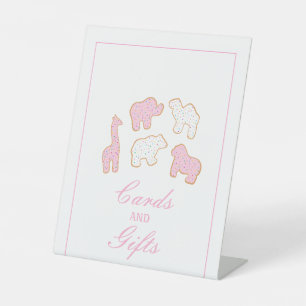 Roze Frosted Animal Cookie kaarten en geschenken Reclamebord Met Voetstuk