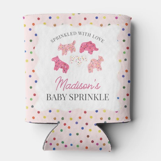 Roze Frosted Animal Cookies Baby Sprinkle Blikjeskoeler (Achterkant)