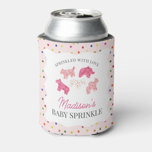 Roze Frosted Animal Cookies Baby Sprinkle Blikjeskoeler (Blikje Achterkant)