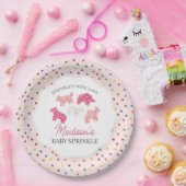 Roze Frosted Animal Cookies Baby Sprinkle Papieren Bordje (Feest)