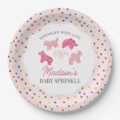 Roze Frosted Animal Cookies Baby Sprinkle Papieren Bordje (Voorkant)