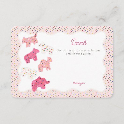 Roze Frosted Animal Cookies Details Invoegen Informatiekaartje (Voorkant)